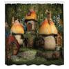 Ambesonne Nature Shower Curtain, Mushroom Houses in Forest Fantasy Wonderland Dwarf Theme, Cloth Fabric Bathroom Decor Set with Hooks, 69" W x 84" L, Taupe view 2