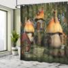 Ambesonne Nature Shower Curtain, Mushroom Houses in Forest Fantasy Wonderland Dwarf Theme, Cloth Fabric Bathroom Decor Set with Hooks, 69" W x 84" L, Taupe view 4