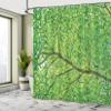 Ambesonne Forest Shower Curtain, Life Symbolized in Part of a Tree Branch High Birch Spring Leaves Design Artwork Print, Cloth Fabric Bathroom Decor Set with Hooks, 69" W x 70" L, Green view 4