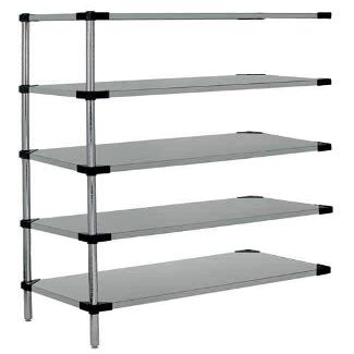 Omega 21" Deep x 72" Wide x 54" High 5 Tier Solid Galvanized Steel Add-On Shelving Unit