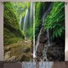Ambesonne Waterfall Curtains, Waterfalls Side Valley in Indonesia with Southeast Bushes Above Hills, Living Room Bedroom Window Drapes 2 Panel Set, 108" X 96", Green and Brown view 1