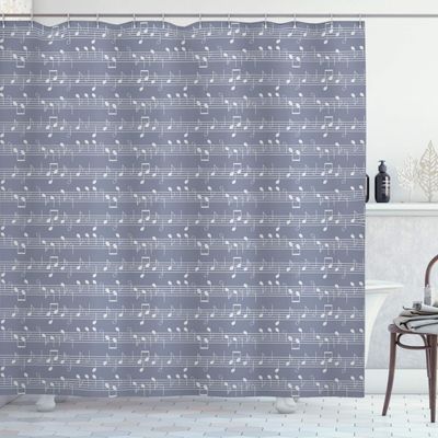 Ambesonne Grey Shower Curtain, Piano Music Clay Motif Various Notes Beats Melody Rhythm Harmony Jazz, Cloth Fabric Bathroom Decor Set with Hooks, 69" W x 84" L, Pale Lavender