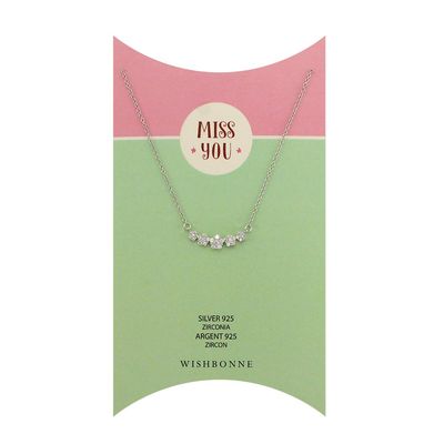 Wishbonne Missing you bunches gift set 5 little things necklace, 16"-18", Silver