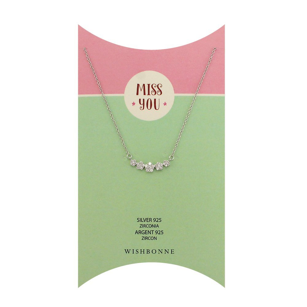 Wishbonne Missing you bunches gift set 5 little things necklace, 16"-18", Silver