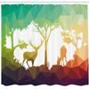 Ambesonne Africa Shower Curtain, Fractal Deer Family Geometric Cut Shapes Hunt Adventure Themed Desert Eco Graphic, Cloth Fabric Bathroom Decor Set with Hooks, 69" W x 84" L, White Reseda Green Indigo view 2