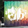 Ambesonne Africa Shower Curtain, Fractal Deer Family Geometric Cut Shapes Hunt Adventure Themed Desert Eco Graphic, Cloth Fabric Bathroom Decor Set with Hooks, 69" W x 84" L, White Reseda Green Indigo view 3
