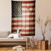 Ambesonne American Flag Tapestry, Usa Flag over Vertical Striped Wooden Board Citizen Solidarity Art, Wall Hanging for Bedroom Living Room Dorm Decor, 40" X 60", Coral Cream view 2