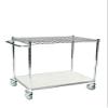21" Deep x 72" Wide x 39" High 2 Tier Chrome Shelf Cart with 1 Wire Shelf & 1 Solid Shelf view 1