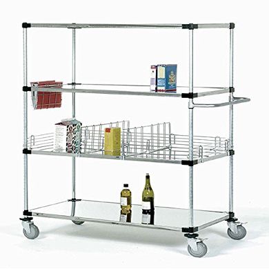 Omega 24" Deep x 54" Wide x 60" High 4 Tier Stainless Steel Solid Mobile Shelving Unit with 1200 lb Capacity