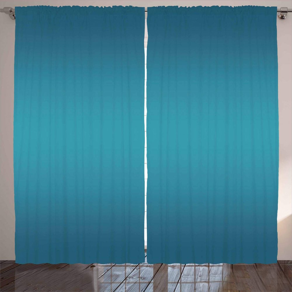 Ambesonne Ombre Curtains, Deep Blue Tropical Ocean Exotic Lands Inspired Design Modern Digital Print, Living Room Bedroom Window Drapes 2 Panel Set, 108" X 90", Petrol Blue