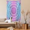 Ambesonne Blue and Pink Tapestry, Ombre Mandala Floral Star Medallion Pattern Style Bohemian, Wall Hanging for Bedroom Living Room Dorm Decor, 60" X 80", Blue White view 2