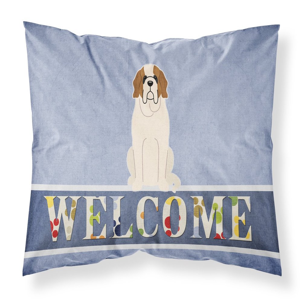 Caroline's Treasures BB5616PILLOWCASE Saint Bernard Welcome Fabric Standard Pillowcase Lightweight Super Soft Easy Care Decorative Artwork Pillowcase, Standard