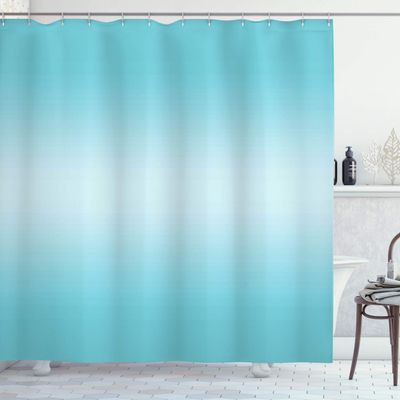 Ambesonne Ombre Shower Curtain, Open Blue Sky on a Spring Day Inspired Vivid Blue Colored Modern Nature Design Art, Cloth Fabric Bathroom Decor Set with Hooks, 69" W x 75" L, Turquoise