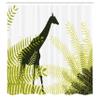 Ambesonne Africa Shower Curtain, Silhouette of Giraffe Ferns National Park Terrestrial Tall Animal Print, Cloth Fabric Bathroom Decor Set with Hooks, 69" W x 84" L, Pale Green Dark Green view 2