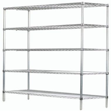 Omega 14" Deep x 60" Wide x 86" High 5 Tier Stainless Steel Wire Starter Shelving Unit