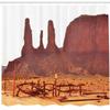 Ambesonne Canyon Shower Curtain, Scenic Monument Valley on Western Desert Odd Formation of Rock and Cliff Print, Cloth Fabric Bathroom Decor Set with Hooks, 69" W x 84" L, Tan view 2