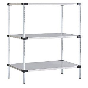 Omega 18" Deep x 30" Wide x 63" High 3 Tier Stainless Steel Solid Starter Shelving Unit