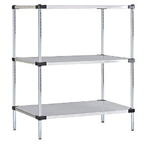 Omega 18" Deep x 30" Wide x 63" High 3 Tier Stainless Steel Solid Starter Shelving Unit
