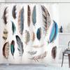 Ambesonne Feathers Shower Curtain, Western Feather Setting Pigmented Bird Body Parts Growth Nature Design, Cloth Fabric Bathroom Decor Set with Hooks, 69" W x 75" L, White Soft Blue Ecru view 1