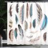 Ambesonne Feathers Shower Curtain, Western Feather Setting Pigmented Bird Body Parts Growth Nature Design, Cloth Fabric Bathroom Decor Set with Hooks, 69" W x 75" L, White Soft Blue Ecru view 3