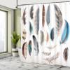 Ambesonne Feathers Shower Curtain, Western Feather Setting Pigmented Bird Body Parts Growth Nature Design, Cloth Fabric Bathroom Decor Set with Hooks, 69" W x 75" L, White Soft Blue Ecru view 4