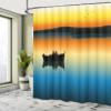 Ambesonne Fishing Shower Curtain, Buddies on Tranquil Still Lake at Epic Sunset Fishing Male Friends Bond Friendship, Cloth Fabric Bathroom Decor Set with Hooks, 69" W x 75" L, Orange Blue view 4