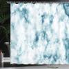 Ambesonne Nature Shower Curtain, Fluffy Cloud Skyline Like Marble Motif Grunge and Retro Features Art Print, Cloth Fabric Bathroom Decor Set with Hooks, 69" W x 75" L, Cadet Blue Seafoam view 3