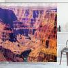 Ambesonne American Shower Curtain, Grand Canyon in Arizona Base Elevations North American Sublime Tribal Landscape, Cloth Fabric Bathroom Decor Set with Hooks, 69" W x 84" L, Indigo Brown Earth Yellow view 1
