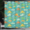 Ambesonne Abstract Shower Curtain, Funk Art Figurative Sloppy Fluffy Rain Clouds on Sky Gloomy Weather Humor Print, Cloth Fabric Bathroom Decor Set with Hooks, 69" W x 84" L, Sea Blue Apricot Mustard view 3