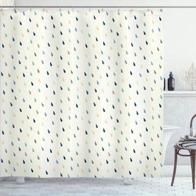 Ambesonne Abstract Shower Curtain, Saturated Spherical Teardrop Shaped Rain Water Drops Particles Design Fusion Image, Cloth Fabric Bathroom Decor Set with Hooks, 69" W x 84" L, Eggshell Multicolor