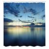Ambesonne Blue Shower Curtain, Romantic Scenery Photoart of Dusk Sunset Over The Calm Tropic Picture for Coastal Ocean, Cloth Fabric Bathroom Decor Set with Hooks, 69" W x 84" L, Blue Orange view 2