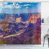 Ambesonne Canyon Shower Curtain, Aerial View of Epic Grand Canyon Activity of River Stream Over Rock Plateau Print, Cloth Fabric Bathroom Decor Set with Hooks, 69" W x 70" L, Blue Tan view 1