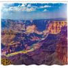Ambesonne Canyon Shower Curtain, Aerial View of Epic Grand Canyon Activity of River Stream Over Rock Plateau Print, Cloth Fabric Bathroom Decor Set with Hooks, 69" W x 70" L, Blue Tan view 2