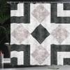 Ambesonne Marble Print Shower Curtain, Nostalgic Stone Mosaic Regular Design Alluring Elements Art, Cloth Fabric Bathroom Decor Set with Hooks, 69" W x 70" L, Black Beige view 3