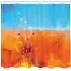 Ambesonne Flower Shower Curtain, Abstract Meadows Under Blue Sky Nature Themed Art Beauty Floral Illustration, Cloth Fabric Bathroom Decor Set with Hooks, 69" W x 84" L, Orange Purple view 2
