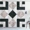 Ambesonne Marble Print Shower Curtain, Nostalgic Stone Mosaic Regular Design Alluring Elements Art, Cloth Fabric Bathroom Decor Set with Hooks, 69" W x 84" L, Black Beige view 1