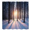 Ambesonne Winter Shower Curtain, Appearance of Sunset in Woodlands with Freezing Idyllic Nature Scenery, Cloth Fabric Bathroom Decor Set with Hooks, 69" W x 84" L, Brown White view 2