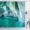 Ambesonne Nature Shower Curtain, Natural Marble Cave at European Mediterranean Lake Geologic Eroded Art Photo, Cloth Fabric Bathroom Decor Set with Hooks, 69" W x 84" L, Turquoise Grey view 1