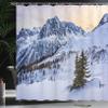 Ambesonne Mountain Shower Curtain, Landscape of Snowy Mountain at Sunset Pine Trees Tranquility in Winter Theme, Cloth Fabric Bathroom Decor Set with Hooks, 69" W x 75" L, White Green view 3