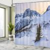Ambesonne Mountain Shower Curtain, Landscape of Snowy Mountain at Sunset Pine Trees Tranquility in Winter Theme, Cloth Fabric Bathroom Decor Set with Hooks, 69" W x 75" L, White Green view 4