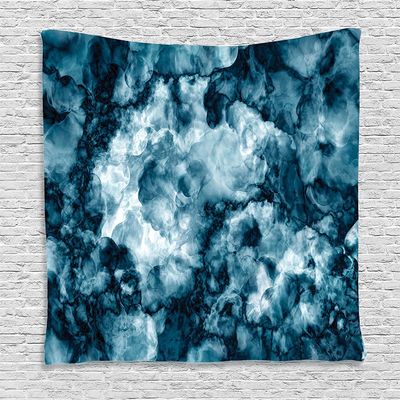 Ambesonne Marble Print Tapestry, Antique Stone Blurry Distressed Motley Fractal Effects Illustration Art, Wall Hanging for Bedroom Living Room Dorm Decor, 60" X 80", Indigo Blue