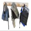 5-Peg Life Jacket Wall Log Racks, Heavy Duty Wooden Coat Rack Wall Mounts, Indoor & Outdoor Coat Hanger Mount for Life Vest, Hat Rack Walls Mount, Fishing Jacket, Long Coats Racks - Natural view 2
