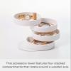 YAMAZAKI Home Tosca Rotating Jewelry Organizer, 4-Tier Storage Box, Stacked Accessory Trays With Wooden Dowel - Small - Plastic + Wood view 2