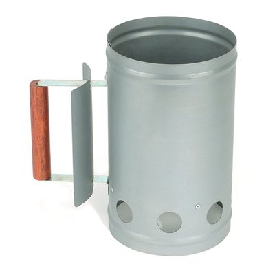 Rocky Mountain Goods Chimney Charcoal Starter - Wooden Handle with Heat Shield Design to Keep Hands from Burning - Fast Lighting - No Need for Lighter Fluid - Heavy Duty Steel Holds up to 5 lbs