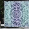 Ambesonne Navy and Teal Shower Curtain, Cosmic Diagram Art Mandala Circle Ombre Art Illustration, Cloth Fabric Bathroom Decor Set with Hooks, 69" W x 75" L, Night Blue view 3