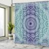 Ambesonne Navy and Teal Shower Curtain, Cosmic Diagram Art Mandala Circle Ombre Art Illustration, Cloth Fabric Bathroom Decor Set with Hooks, 69" W x 75" L, Night Blue view 4