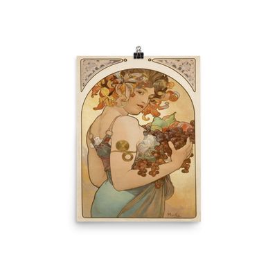 Vintage Poster - Woman with Fruit 0262 - Enhanced Matte Paper Poster (12x16)