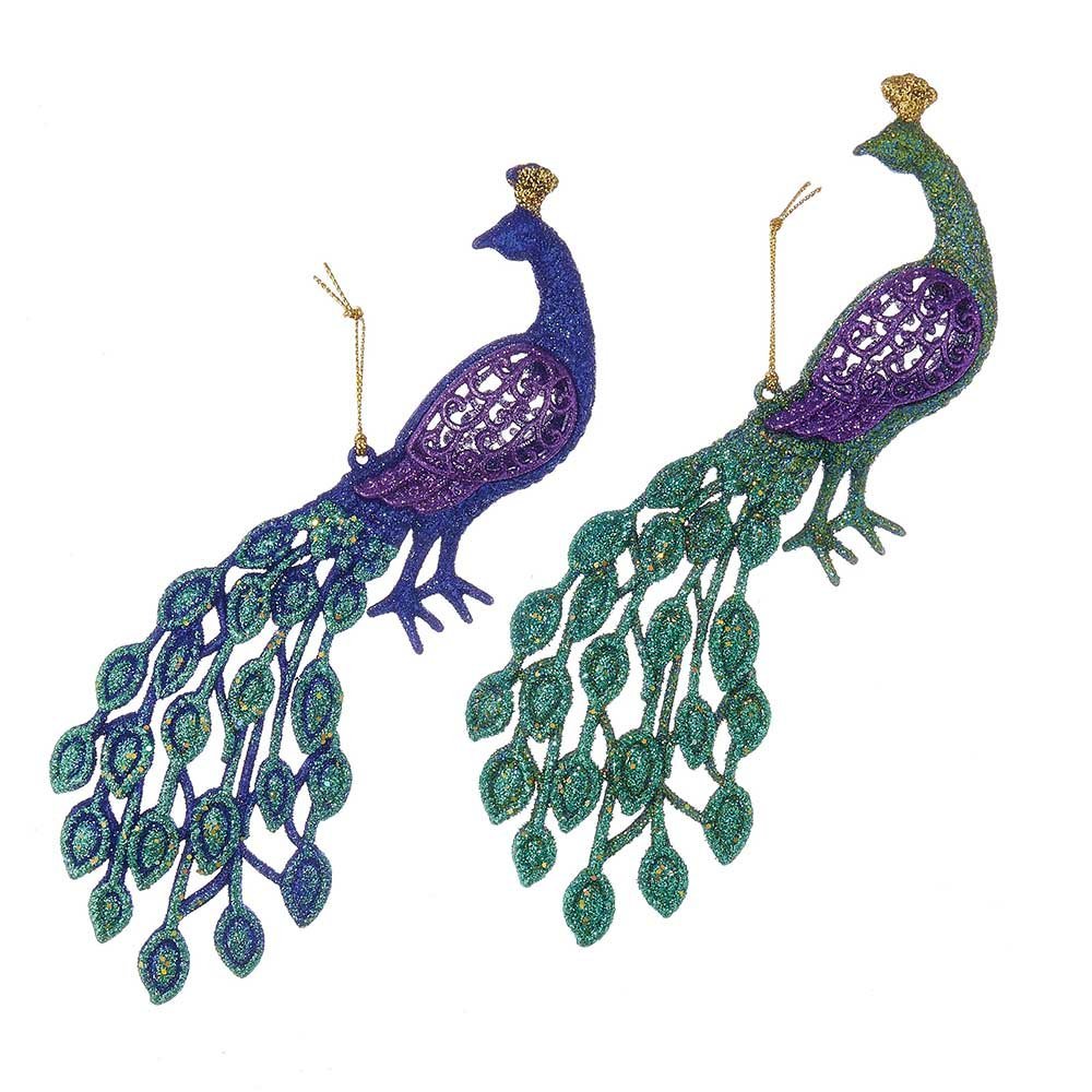 Kurt S. Adler Kurt Adler 4.5-Inch Acrylic Set of 6 Peacock Ornaments, 6 Piece