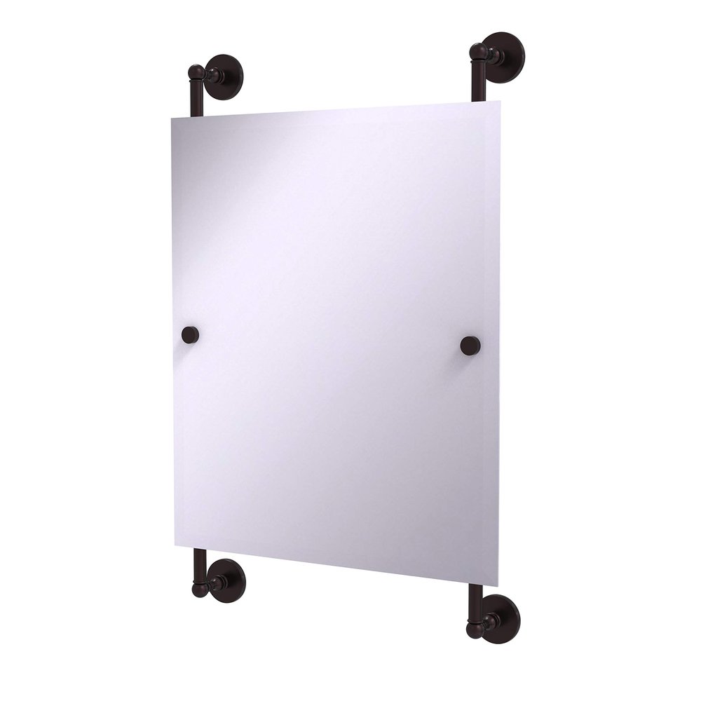 Allied Brass Prestige Skyline Collection Rectangular Frameless Rail Mounted Wall Mirror, Antique Bronze