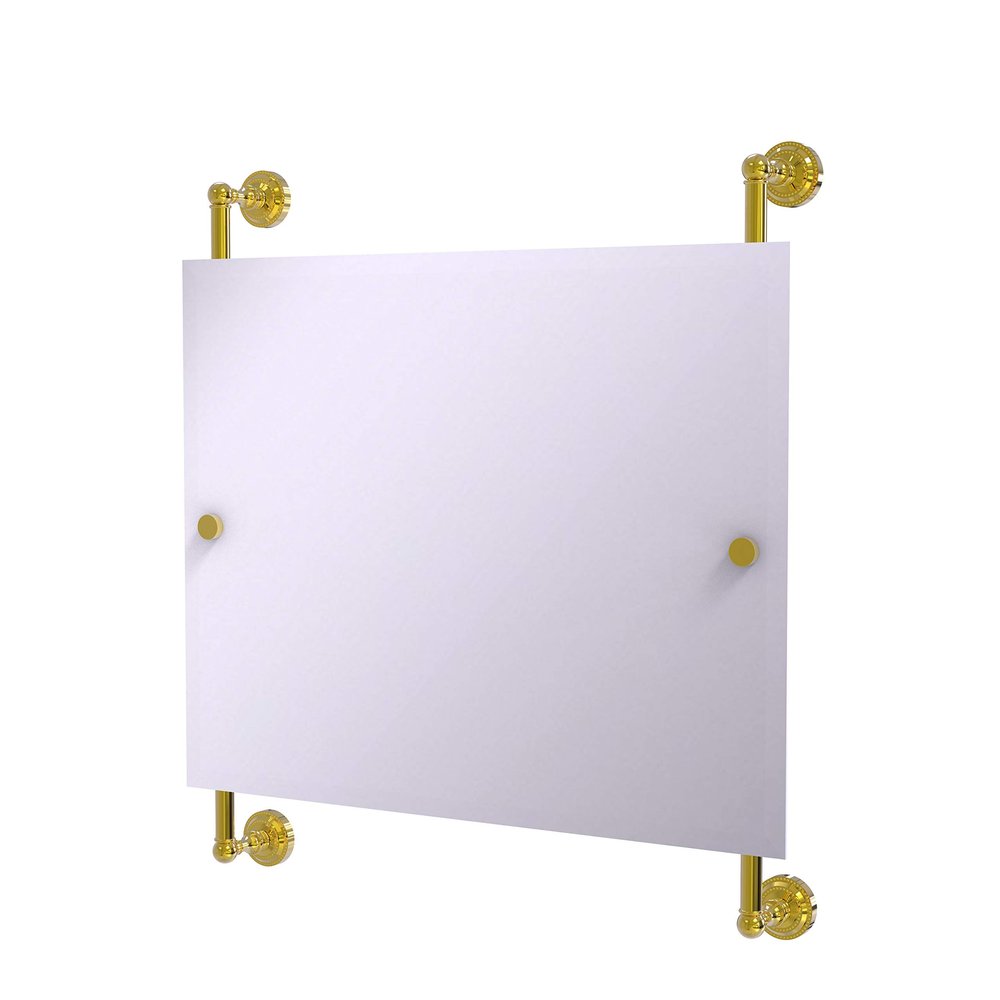 Allied Brass Dottingham Landscape Rectangular Frameless Rail Mounted Wall Mirror, Polished Brass